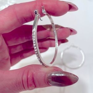 Silver Rhinestone Hoop Earrings